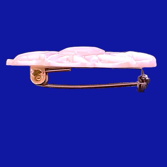 VTG Bethlehem Hand-Carved Mother-Of-Pearl 1.5" Lustrous Flower Brooch SIGNED EVC - Picture 4 of 7